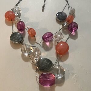 Vibrant Orange and Pink Beaded Necklace